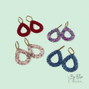 By Elise - Facet druppel oorbellen met RVS creolen