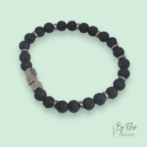 By Elise - heren armband - lava steen - opa rvs